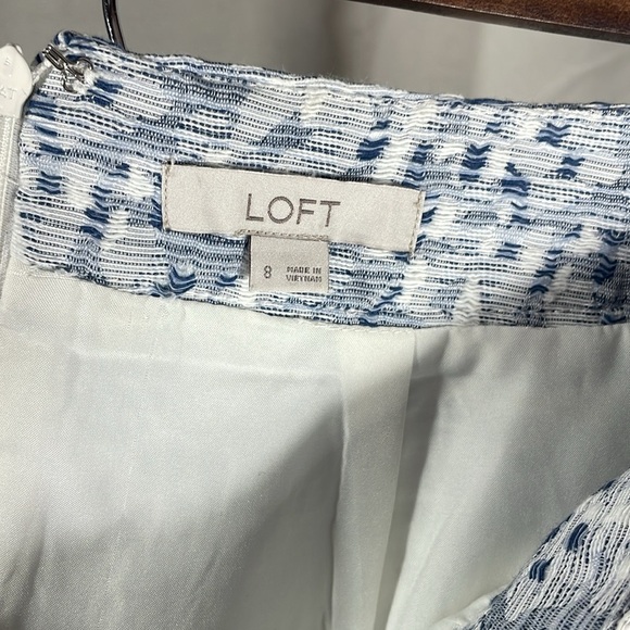 LOFT Blue and White A-Line Mini Skirt - Picture 3 of 4